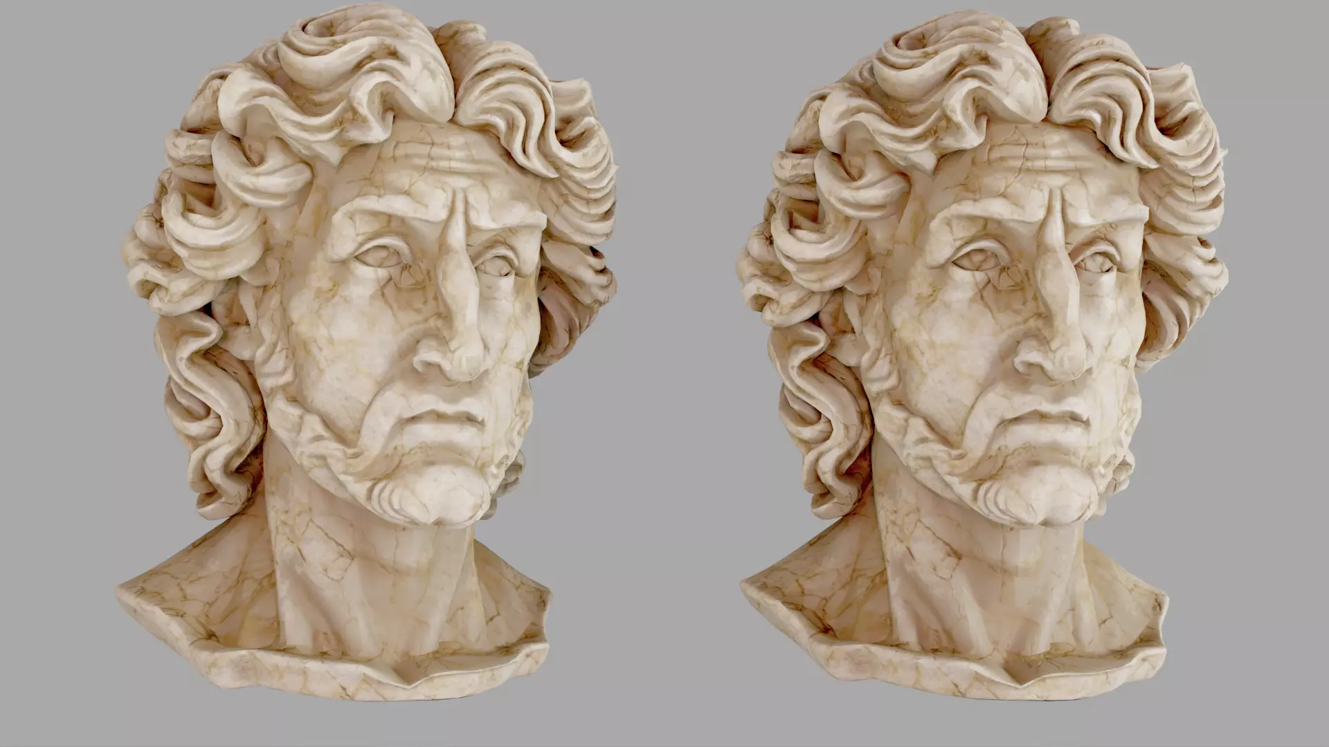 Classical Male Bust Sculpture 3D model_5