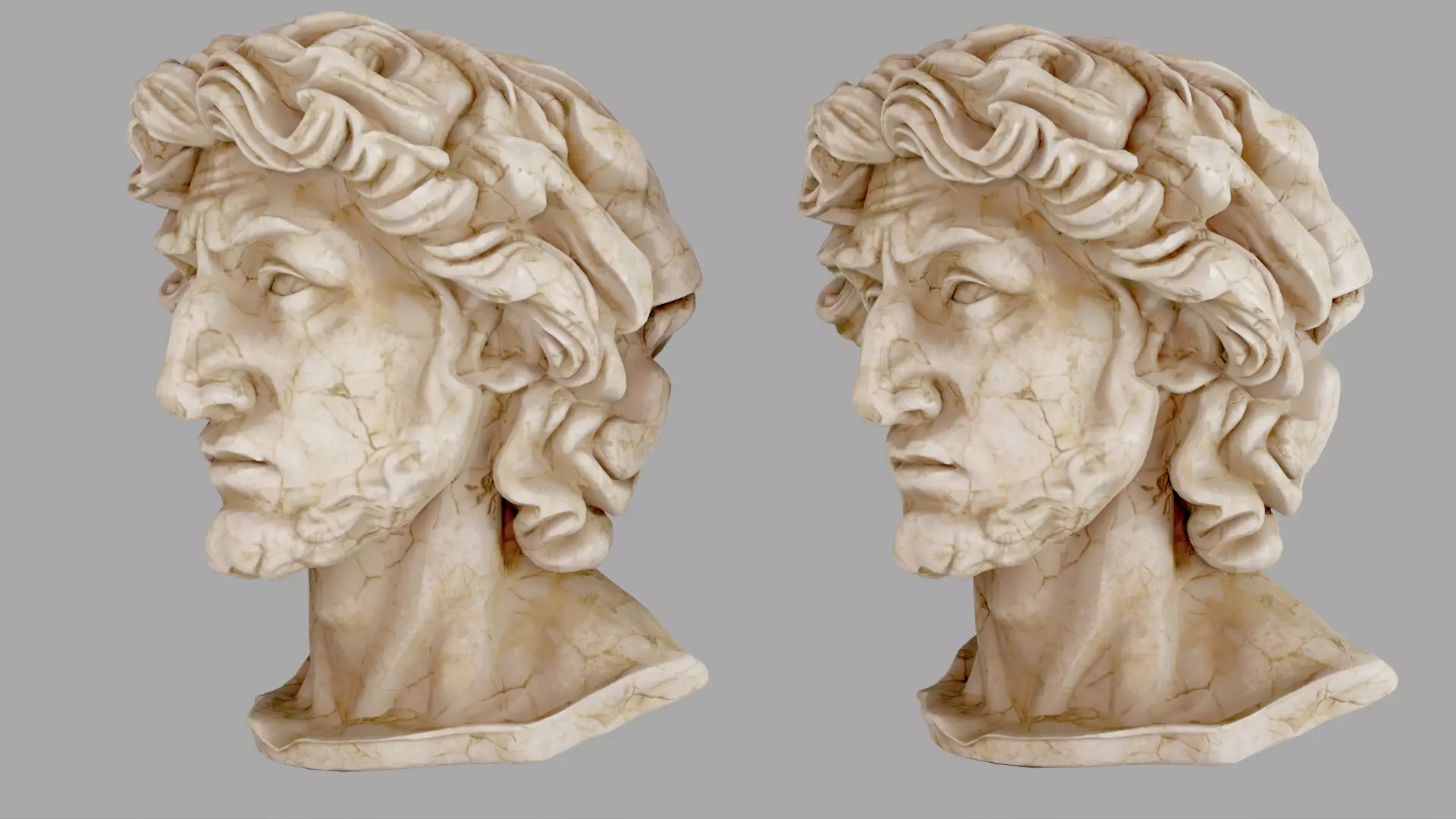 Classical Male Bust Sculpture 3D model_7