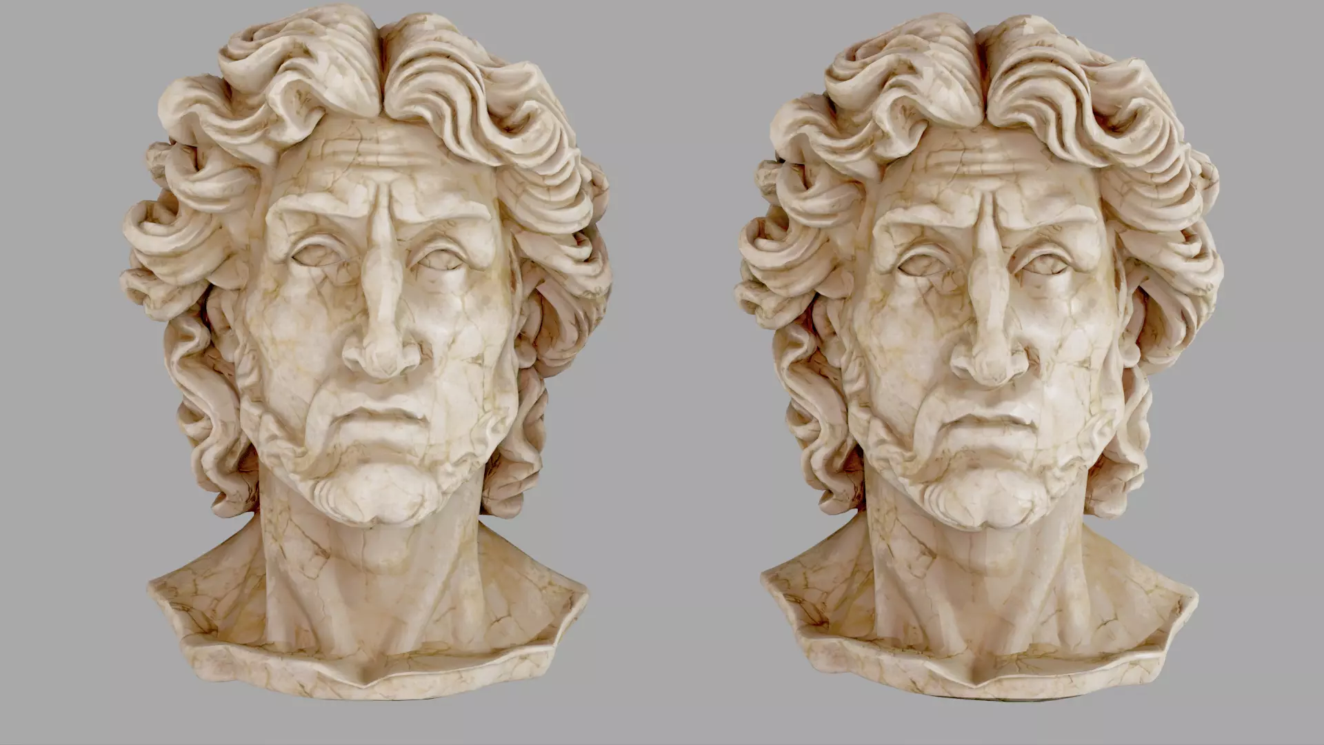 Classical Male Bust Sculpture 3D model_10