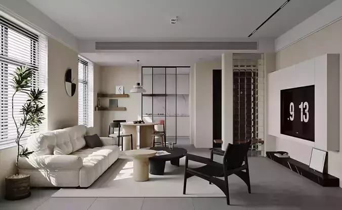 Modern living room dining room interior scenes 164