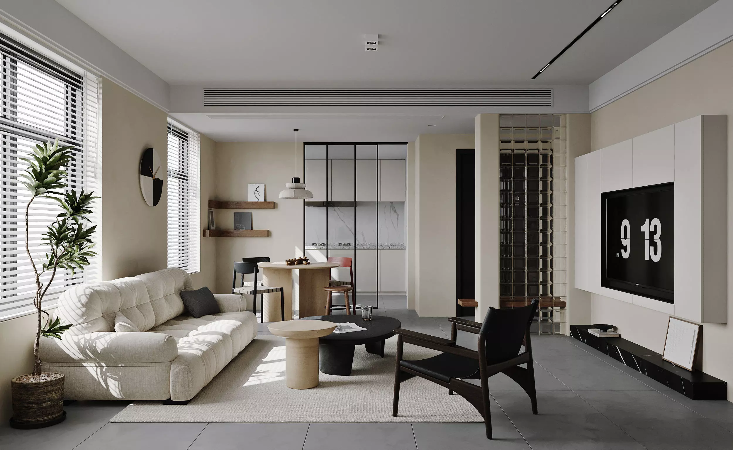 Modern living room dining room interior scenes 164 3D model_0