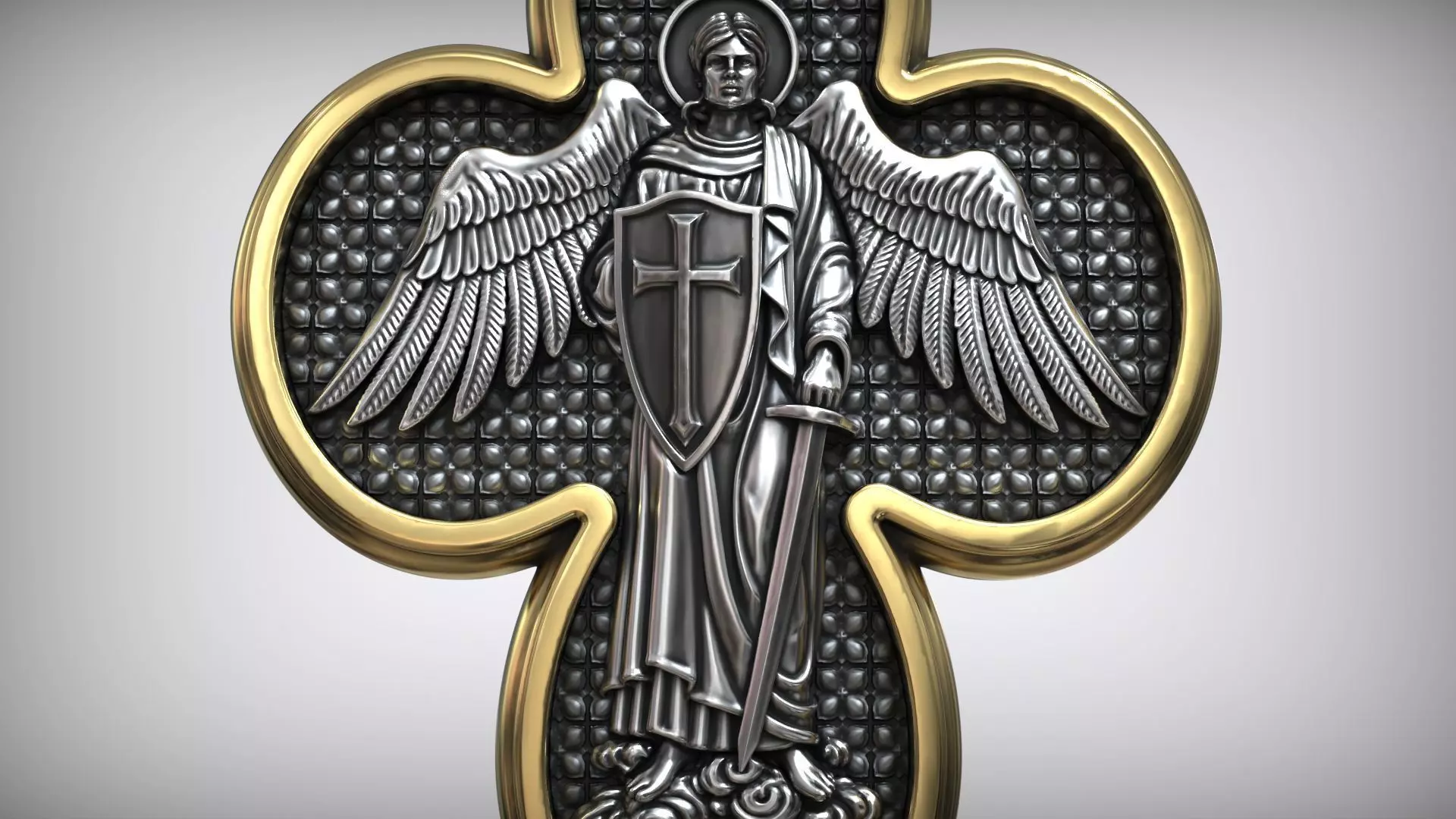 Four Leaf Clover Medal Christian Catholic Double Sided Cross 3D print model_3