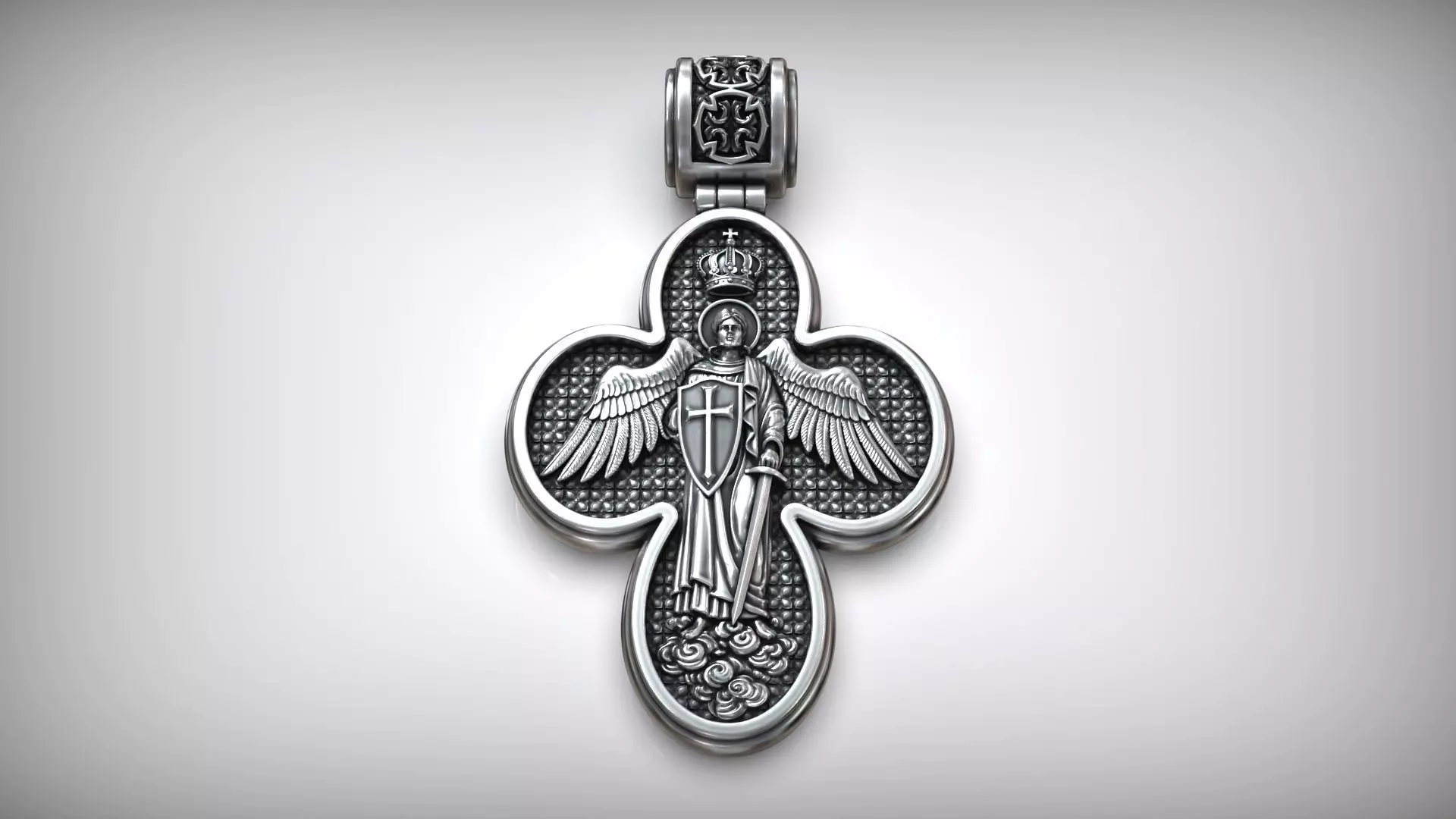 Four Leaf Clover Medal Christian Catholic Double Sided Cross 3D print model_12