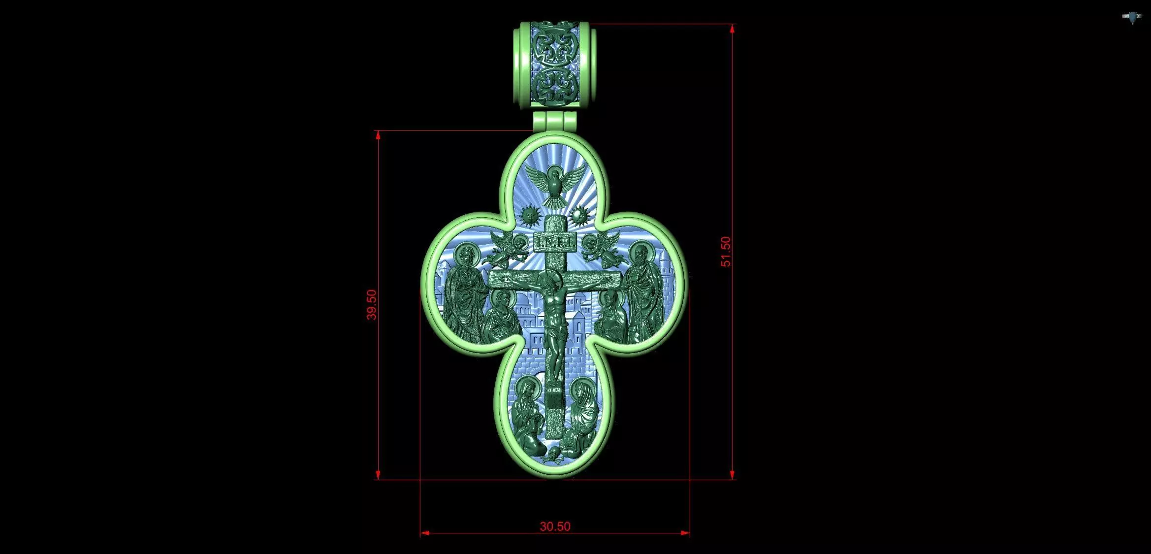 Four Leaf Clover Medal Christian Catholic Double Sided Cross 3D print model_14