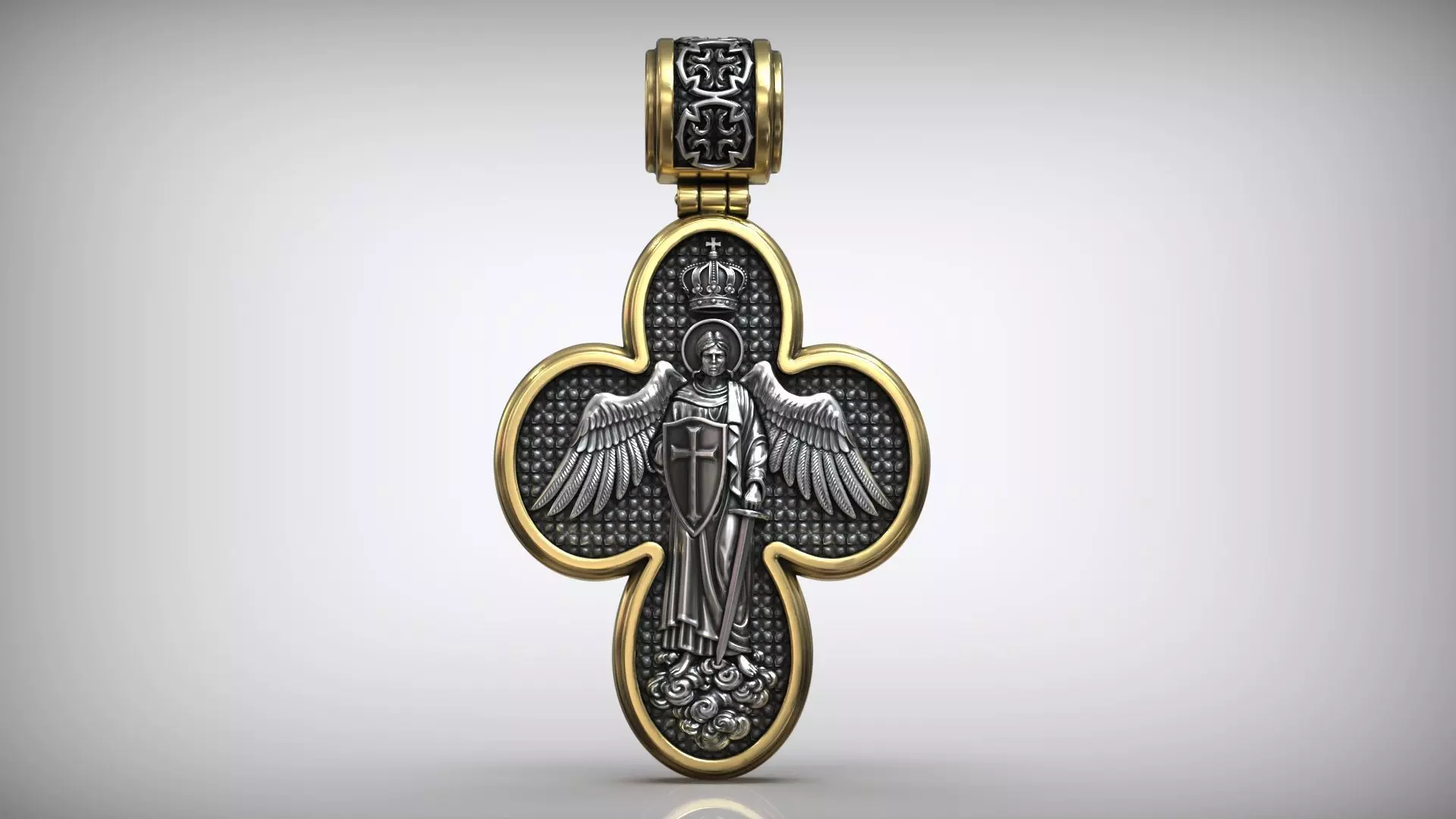 Four Leaf Clover Medal Christian Catholic Double Sided Cross 3D print model_9
