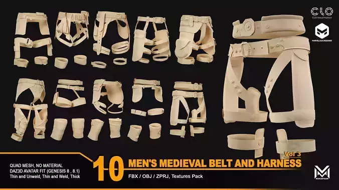 10 Men Medieval Belt and Harness-VOL3