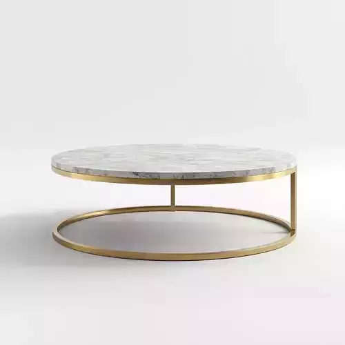 Luxury Round Marble Coffee Table with Gold Base 3D Model