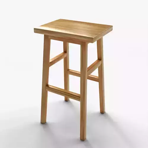 Realistic PBR Wooden Rectangular Stool