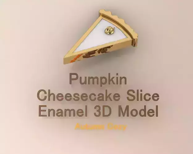 Pumpkin Cheesecake Slice Enamel Fall Pendant 3D Jewelry Model 3D print model