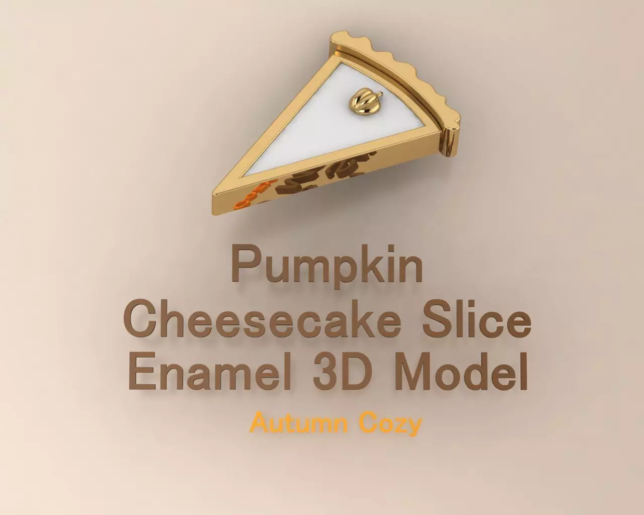 Pumpkin Cheesecake Slice Enamel Fall Pendant 3D Jewelry Model 3D print model_0