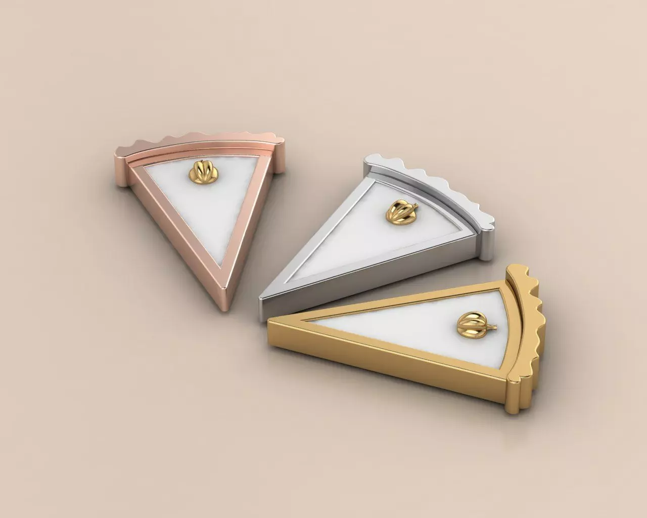 Pumpkin Cheesecake Slice Enamel Fall Pendant 3D Jewelry Model 3D print model_1