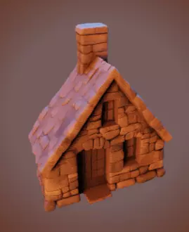 Stone Cottage Low-poly 3D model_10