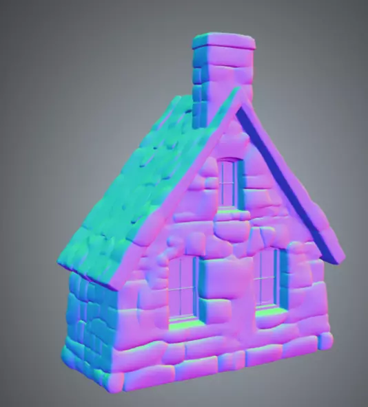 Stone Cottage Low-poly 3D model_0