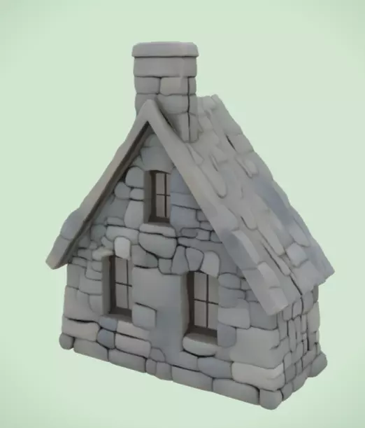 Stone Cottage Low-poly 3D model_5
