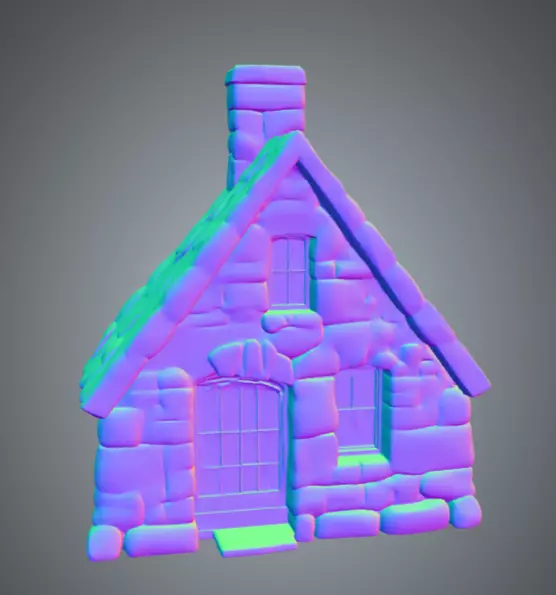 Stone Cottage Low-poly 3D model_2