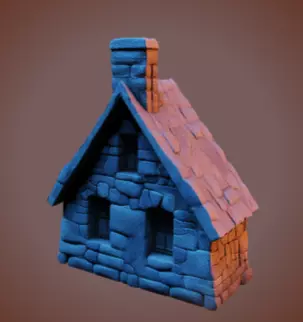 Stone Cottage Low-poly 3D model_4