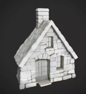 Stone Cottage Low-poly 3D model_7