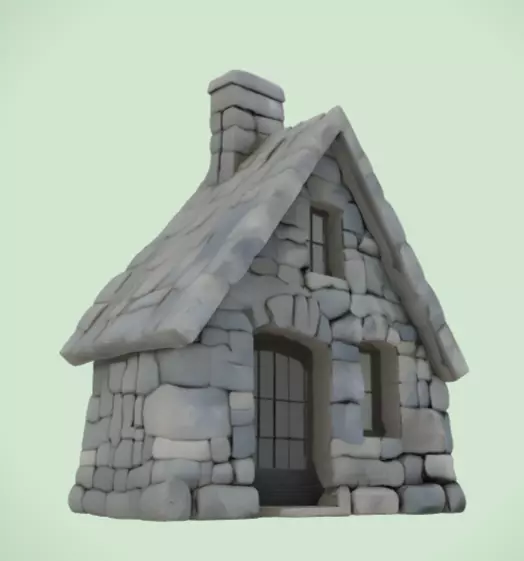 Stone Cottage Low-poly 3D model_9