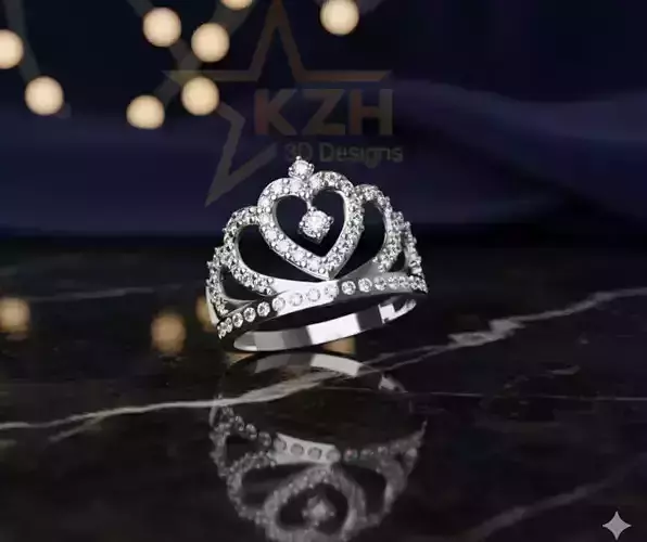 Princess Crown Heart Ring