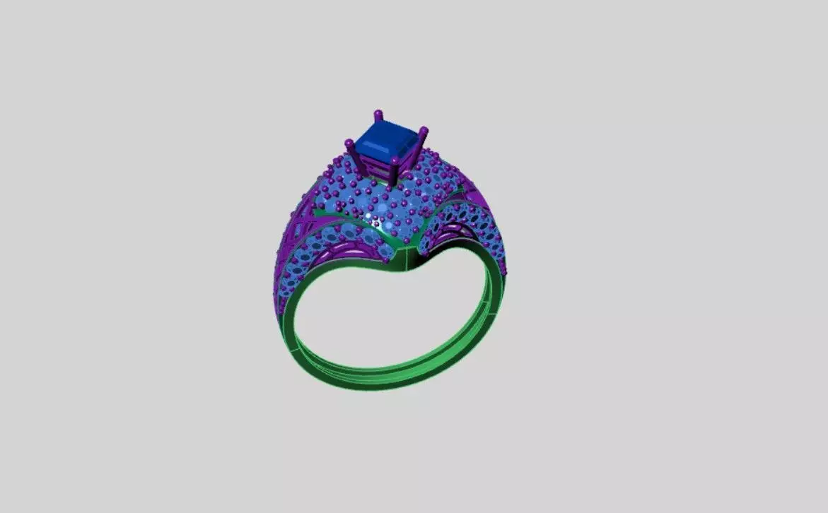 Emerald Square Rings 3D print model_2
