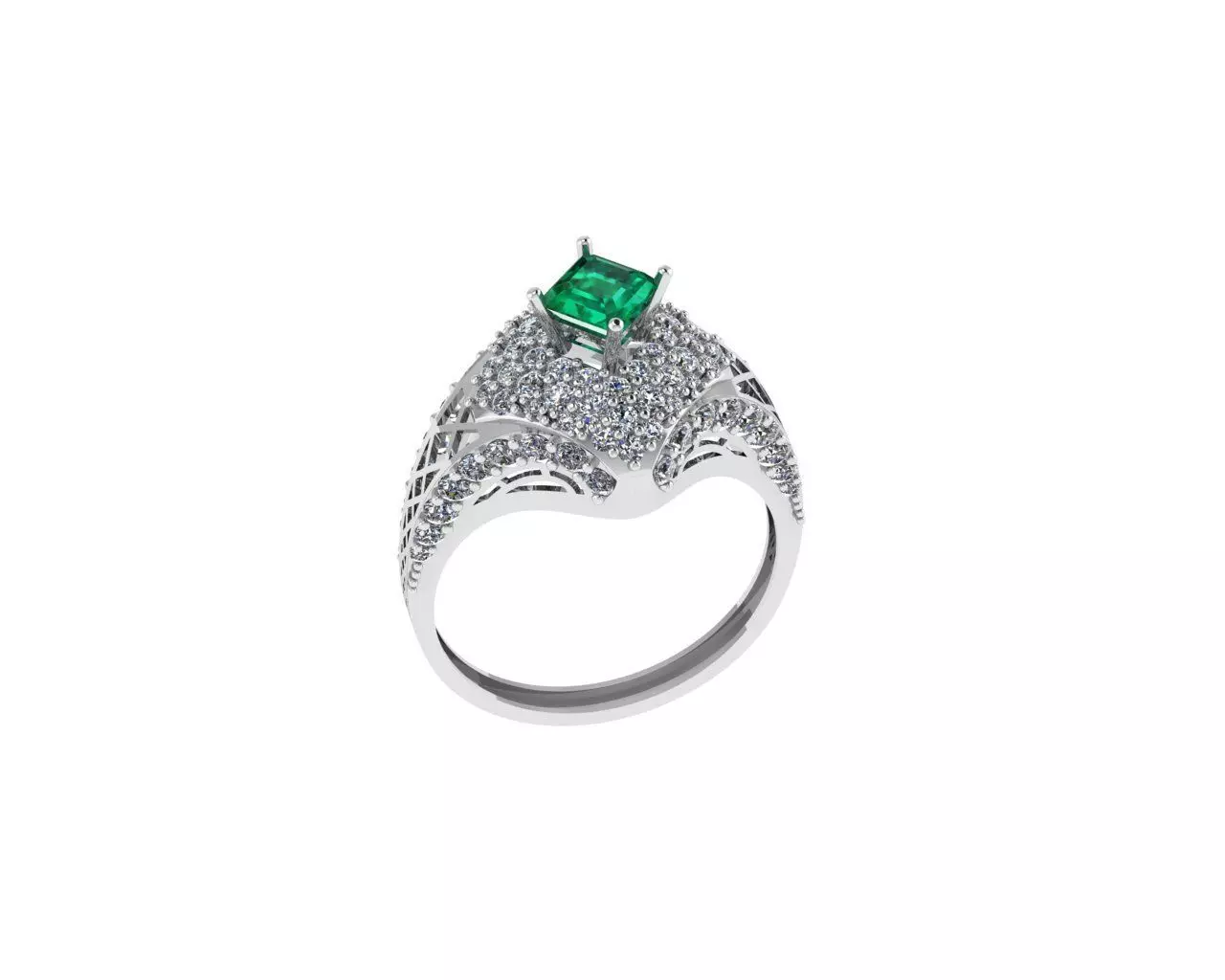 Emerald Square Rings 3D print model_1