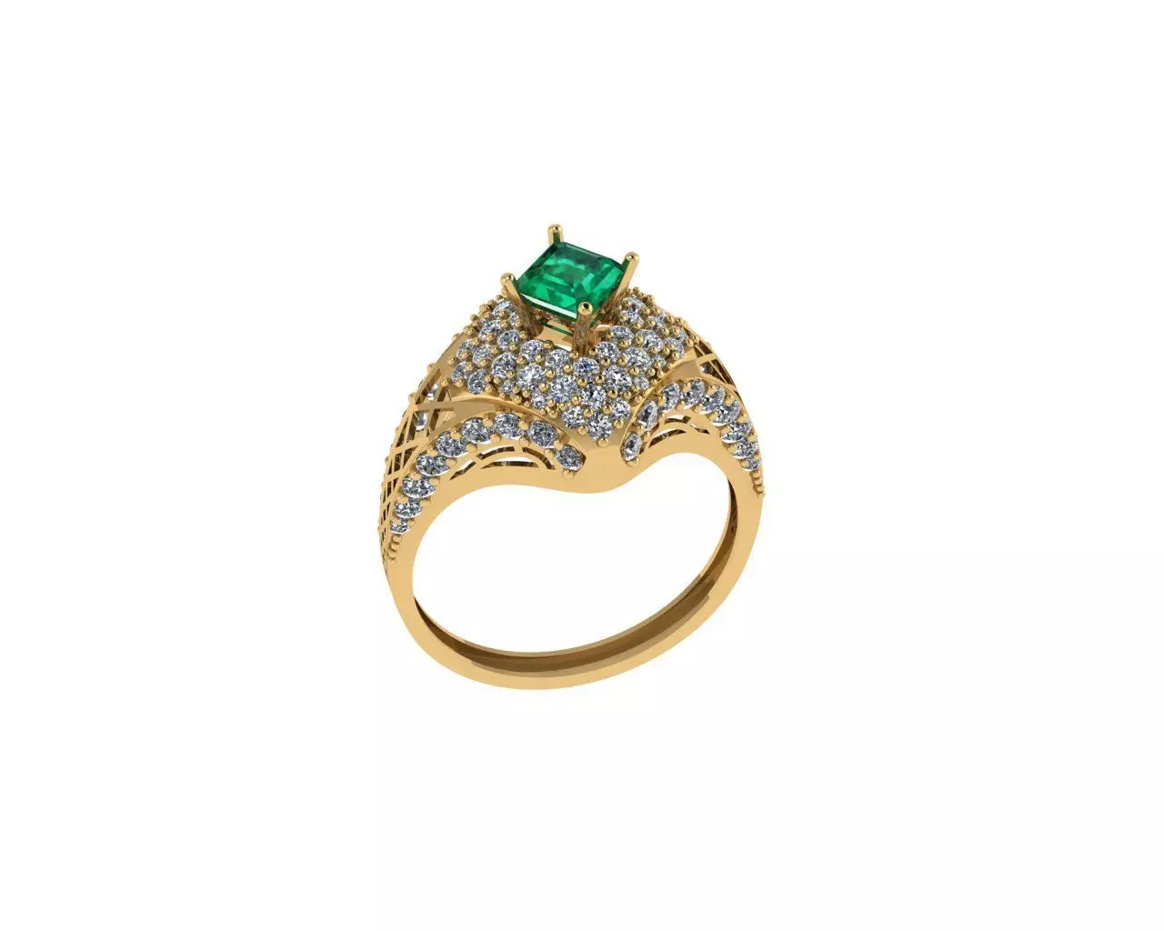 Emerald Square Rings 3D print model_0