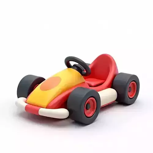 Cute Cartoon Go-Kart Vehicle 3D Model