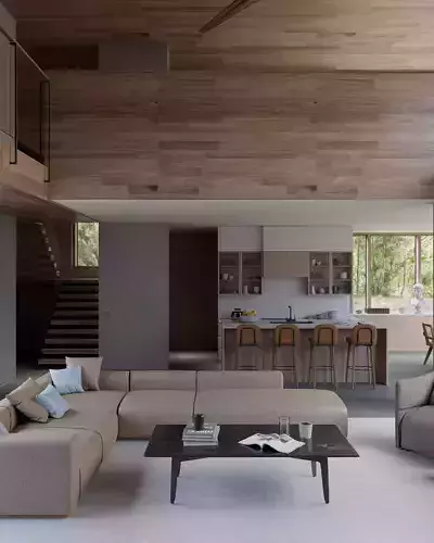 Villa living scene 3D model 4