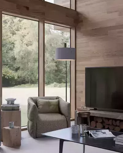 Villa living scene 3D model 3