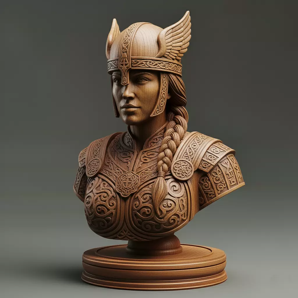 Medieval Viking Queen Chess Piece 3D print model_0