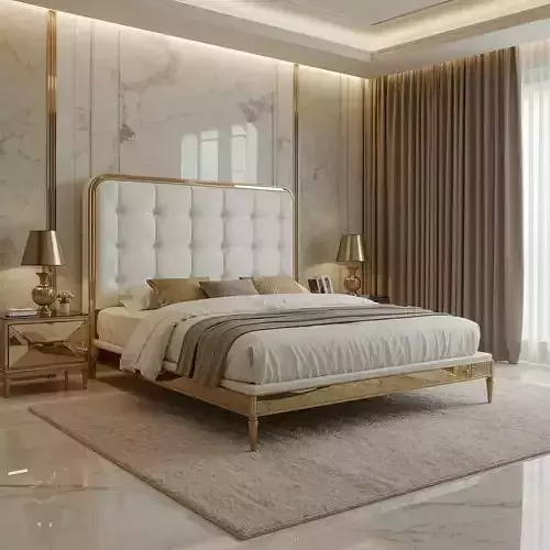 Luxurious Modern Bed 3D Model with Detailed Realistic Design