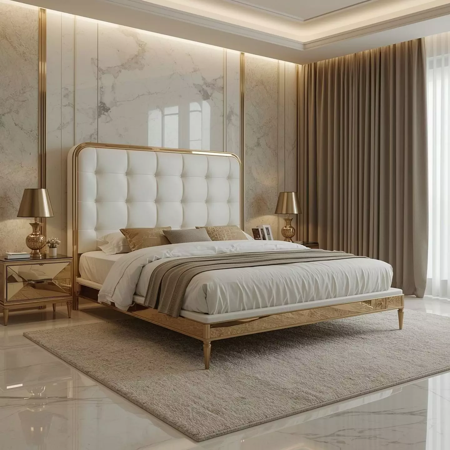 Luxurious Modern Bed 3D Model with Detailed Realistic Design 3D model_0