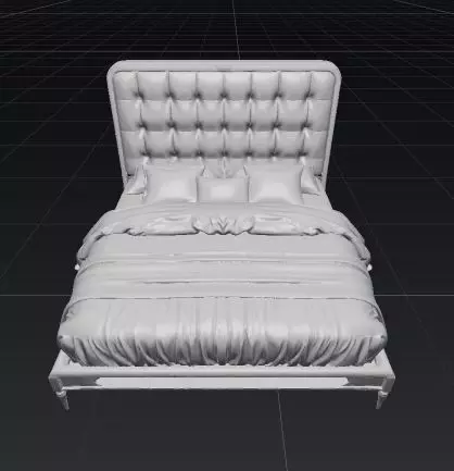 Luxurious Modern Bed 3D Model with Detailed Realistic Design 3D model_5