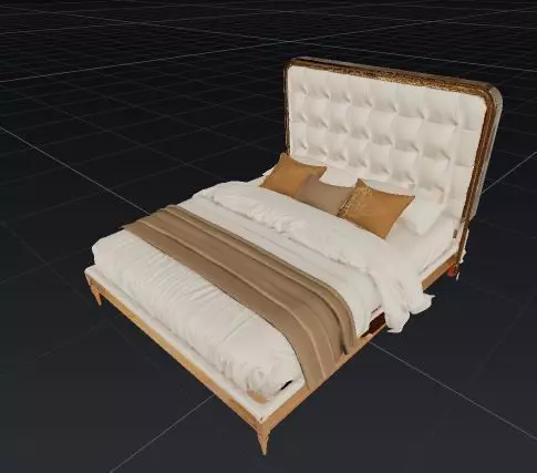 Luxurious Modern Bed 3D Model with Detailed Realistic Design 3D model_4