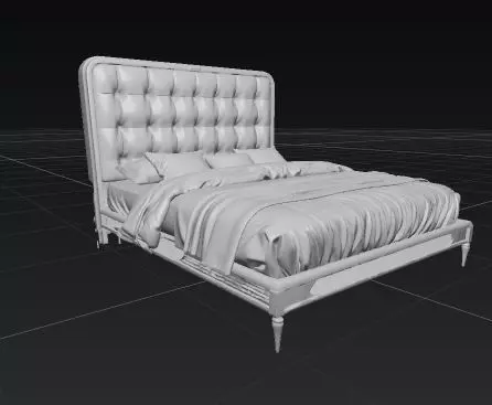 Luxurious Modern Bed 3D Model with Detailed Realistic Design 3D model_6