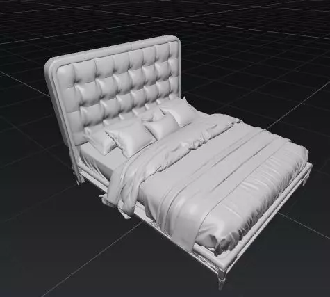 Luxurious Modern Bed 3D Model with Detailed Realistic Design 3D model_8