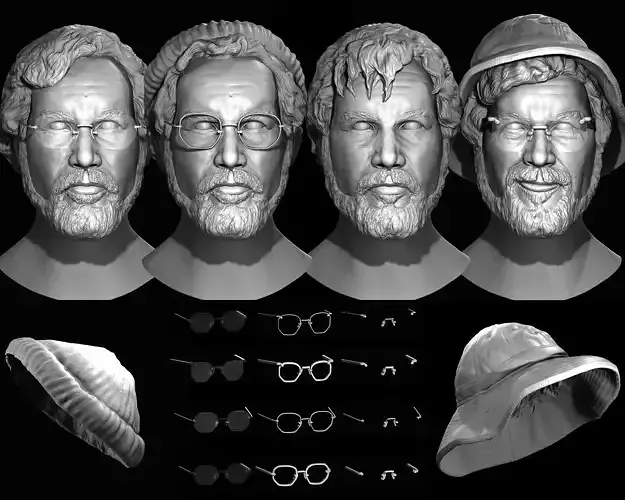 Hooper from Jaws 3D heads and accessories for action figures