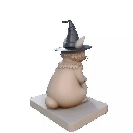 2288  Witch Cat with Skull and Candlestick Figurine 3D print model_17