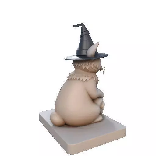 2288  Witch Cat with Skull and Candlestick Figurine 3D print model_16