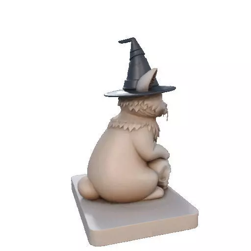 2288  Witch Cat with Skull and Candlestick Figurine 3D print model_15