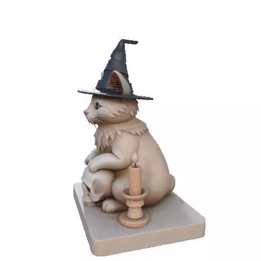 2288  Witch Cat with Skull and Candlestick Figurine 3D print model_30