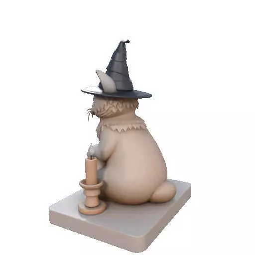 2288  Witch Cat with Skull and Candlestick Figurine 3D print model_26