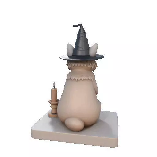 2288  Witch Cat with Skull and Candlestick Figurine 3D print model_20