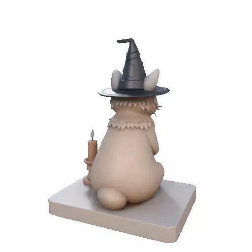 2288  Witch Cat with Skull and Candlestick Figurine 3D print model_19