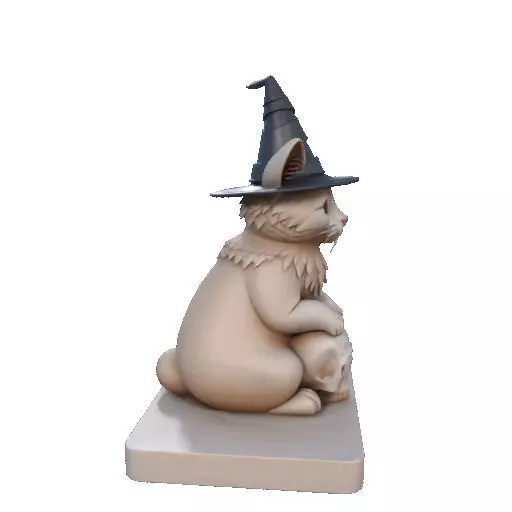 2288  Witch Cat with Skull and Candlestick Figurine 3D print model_13
