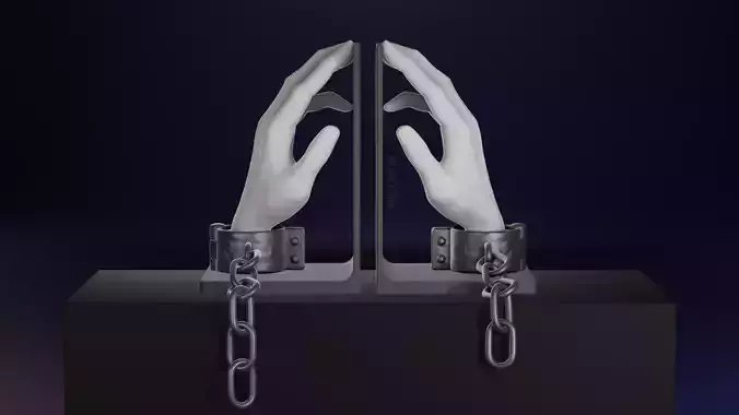 Hand in shackles bookend 3D print model