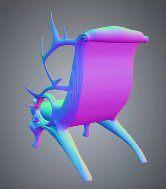 Chair 3 Low-poly 3D model_6