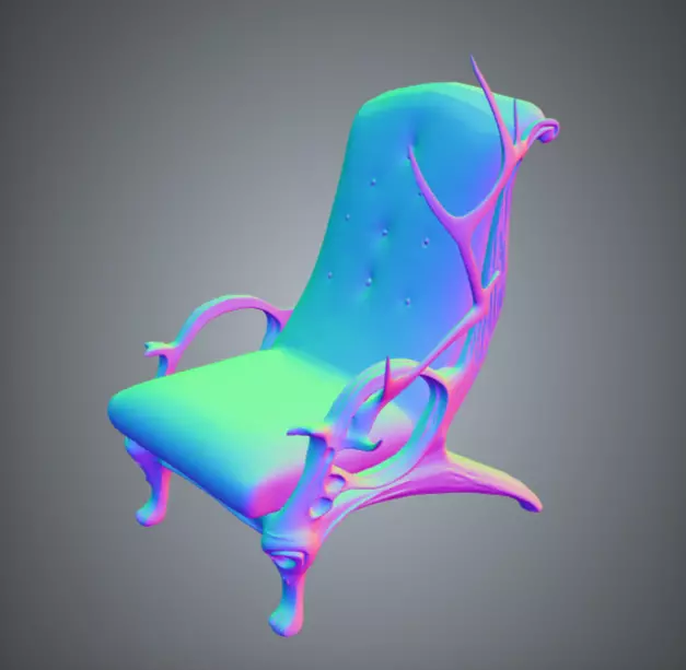 Chair 3 Low-poly 3D model_2