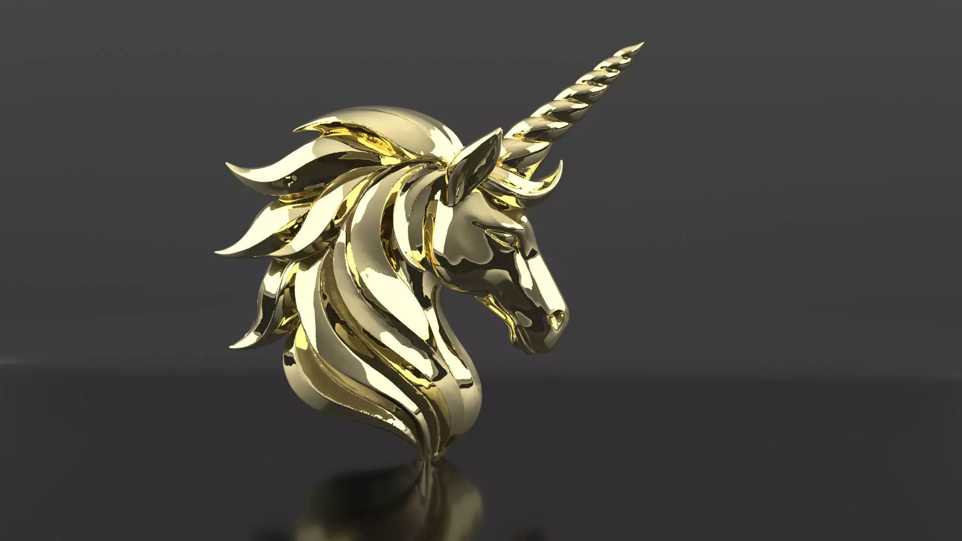 Golden Unicorn Head 3D Model Free 3D print model_0