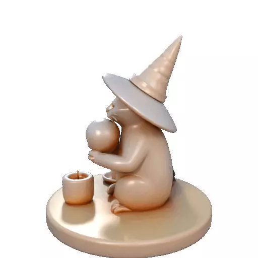 2289Witch Cat with Skull Raven Candlestick Figurine 3D print model_21